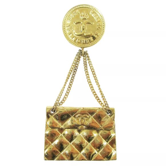 Chanel Bag Brooch Pin Gold 25 00981 - Picture 1 of 10